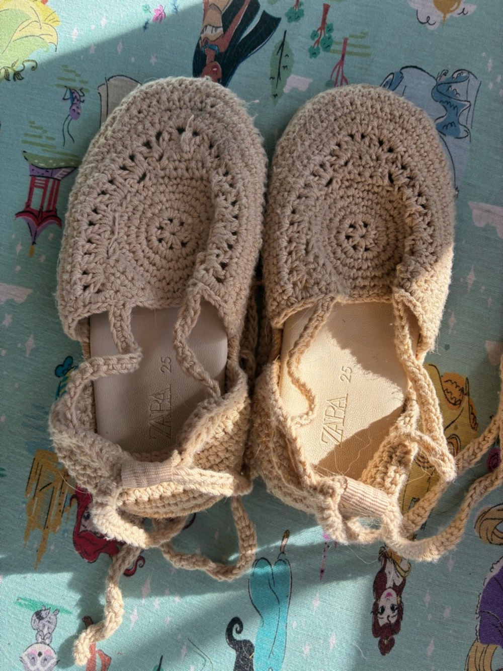 Zara Cream Crochet Lace-Up Espadrilles